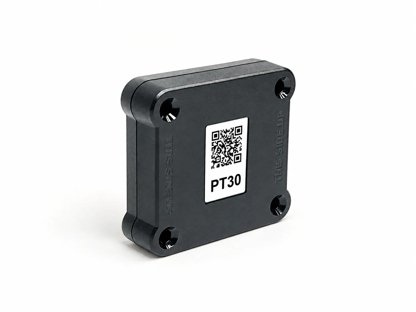 Reference-based illustration of the compact black PT30 device on a white background